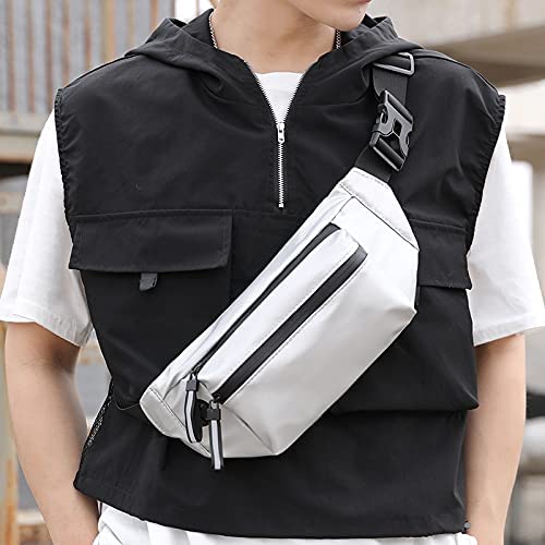 ketmart Mens and Women Fanny Pack Wasit Bag with Triple Pockets Design Adjustable Large Size Belt Water-Resistant for Men Women Running Workout Hiking Travel Outdoor Picnic. (Silver) - Image 3
