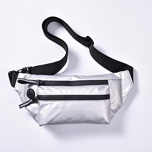 ketmart Mens and Women Fanny Pack Wasit Bag with Triple Pockets Design Adjustable Large Size Belt Water-Resistant for Men Women Running Workout Hiking Travel Outdoor Picnic. (Silver) - Image 2