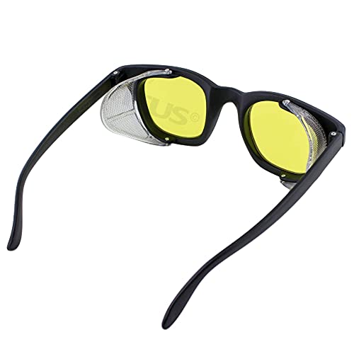 TITUS G12 Retro Style Safety Glasses Soft Folding Stainless Steel Mesh OR Color Matched Side Shield (Black Frame/Magnifier 2.0x Lens, With Fitted Hard Case) - Image 3