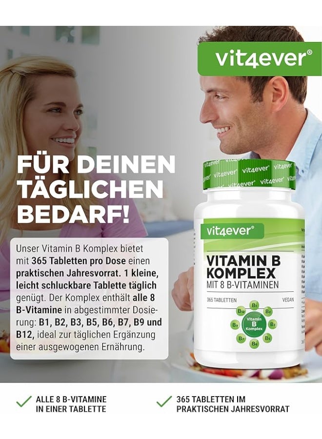 Vit4ever Vitamin B Complex, All 8 B Vitamins Including B1, B2, B3, B5, B6, B12, Biotin and Folic Acid, Supports Energy Metabolism and Nervous System Health, Vegan Formula, Made in Germany, 365 Tablets (12 Month Supply) - Image 2