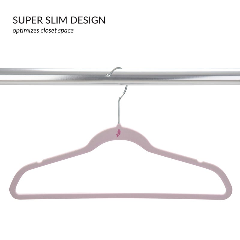 سمبليفاي تبسيط 25 حزمة من الشماعات المخملية للأطفال | سليم | تصميم مانع للانزلاق | توفير المساحة | ملابس اطفال | قمصان | سروال | فساتين | حضانة بيبي | خزانة تخزين وتنظيم | استحى - Image 3