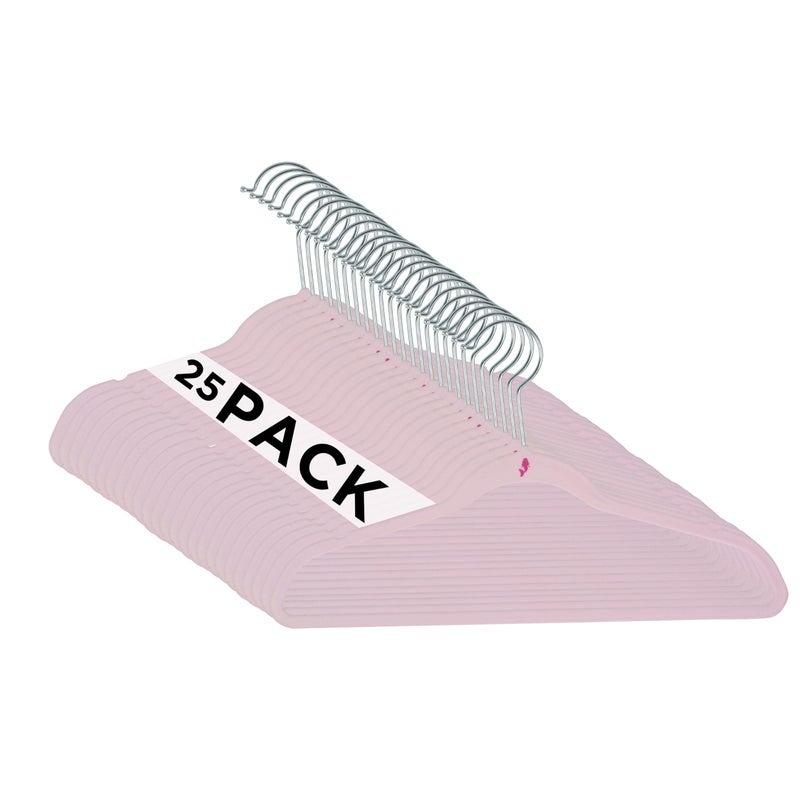 سمبليفاي تبسيط 25 حزمة من الشماعات المخملية للأطفال | سليم | تصميم مانع للانزلاق | توفير المساحة | ملابس اطفال | قمصان | سروال | فساتين | حضانة بيبي | خزانة تخزين وتنظيم | استحى - Image 1