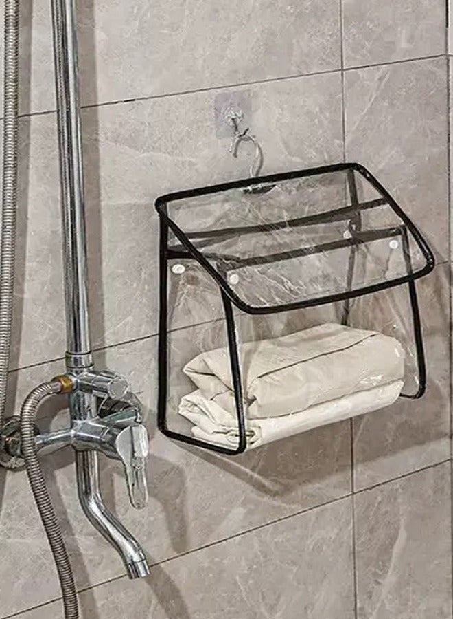 Sunspire Transparent Shower Waterproof Bag for Bathroom - Wall Mounted Bathroom Organizer (White) (30x12x37cm) - Image 4