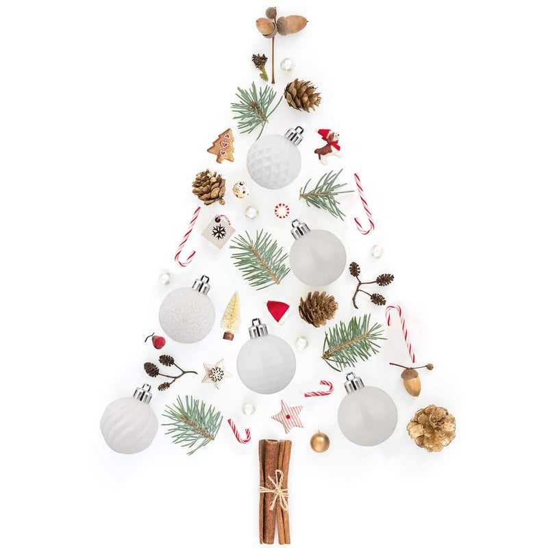 KI Store White Christmas Balls 34pcs 1.57-Inch Small Christmas Tree Decoration Ornaments for Xmas Tree Holiday Wreath Garland Decor Ornaments Hooks Included - Image 5