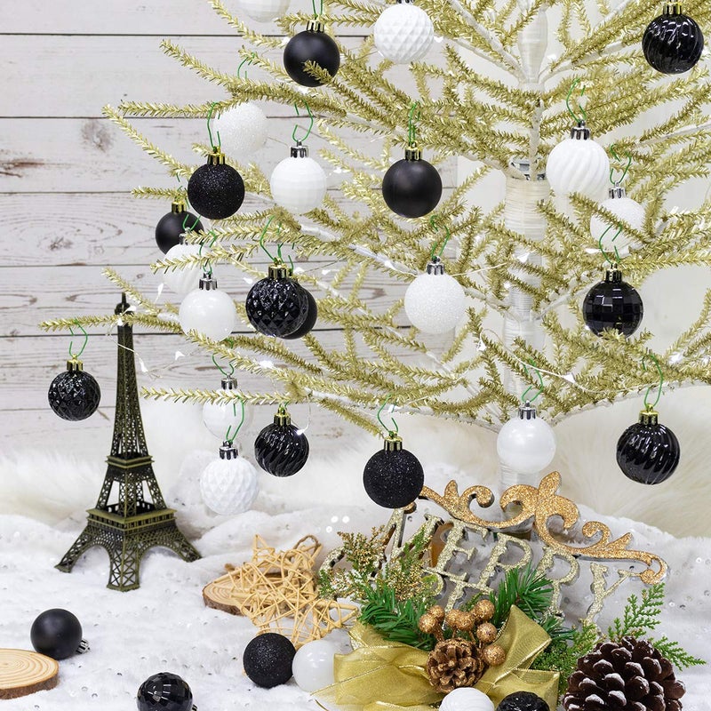 KI Store White Christmas Balls 34pcs 1.57-Inch Small Christmas Tree Decoration Ornaments for Xmas Tree Holiday Wreath Garland Decor Ornaments Hooks Included - Image 4
