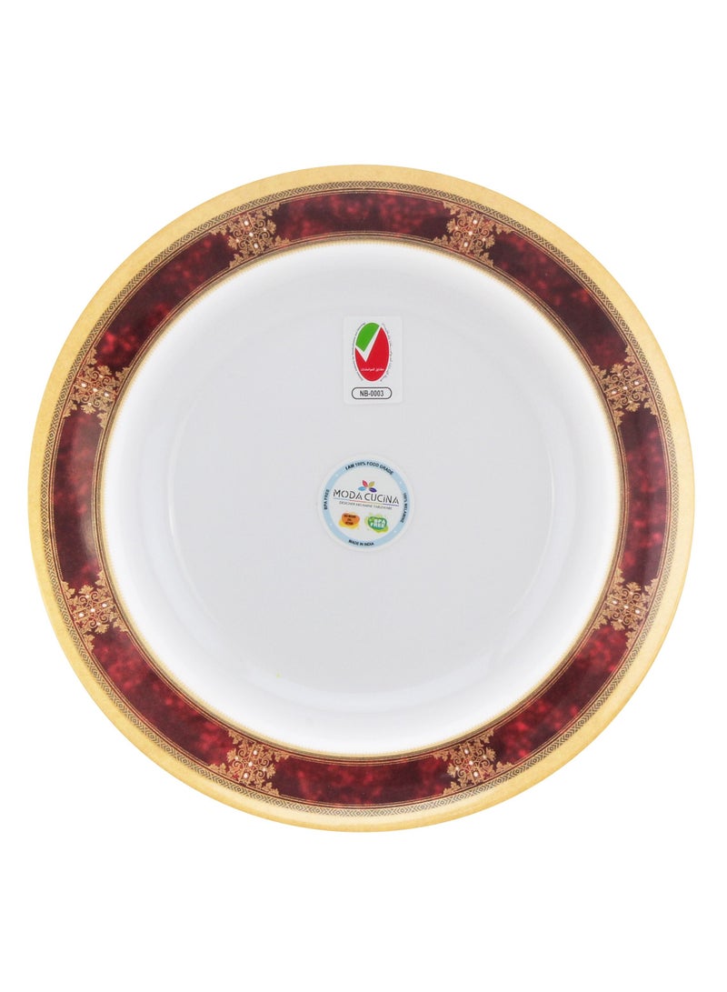 MODA CUCINA طبق عشاء دائري من الميلامين باللون الأحمر العرقي 19 سم - Image 1