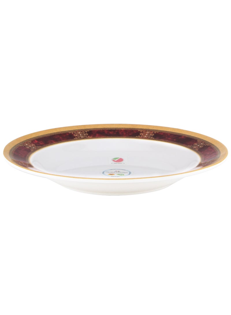 MODA CUCINA طبق عشاء دائري من الميلامين باللون الأحمر العرقي 19 سم - Image 2