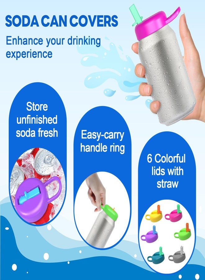 Qltytoy 6 Pack Soda Can Lids with Straw - Reusable Soda Can Covers 12 Silicone Straws | Airtight,BPA-Free,Easy to Use, Keep Bugs/Dust, Fit Standard Cans,Suitable for BBQs,Beach,Party - Image 5