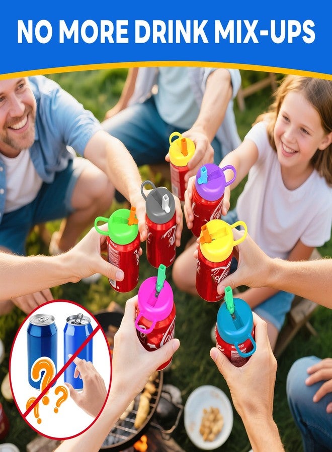 Qltytoy 6 Pack Soda Can Lids with Straw - Reusable Soda Can Covers 12 Silicone Straws | Airtight,BPA-Free,Easy to Use, Keep Bugs/Dust, Fit Standard Cans,Suitable for BBQs,Beach,Party - Image 3