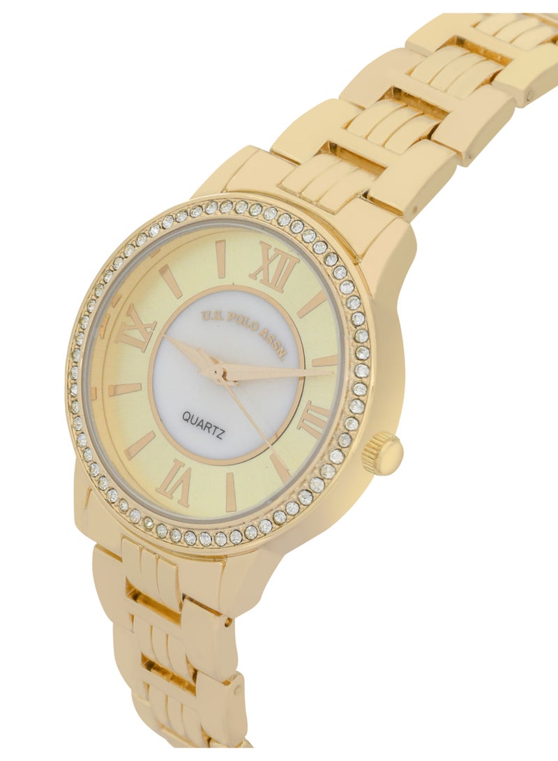 U.S. Polo Assn. Women's Quartz Watch, Analog Display Gold Plated Set watch  - Image 3