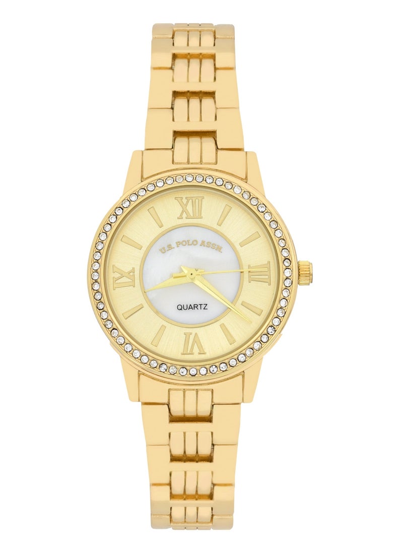 U.S. Polo Assn. Women's Quartz Watch, Analog Display Gold Plated Set watch - Image 5