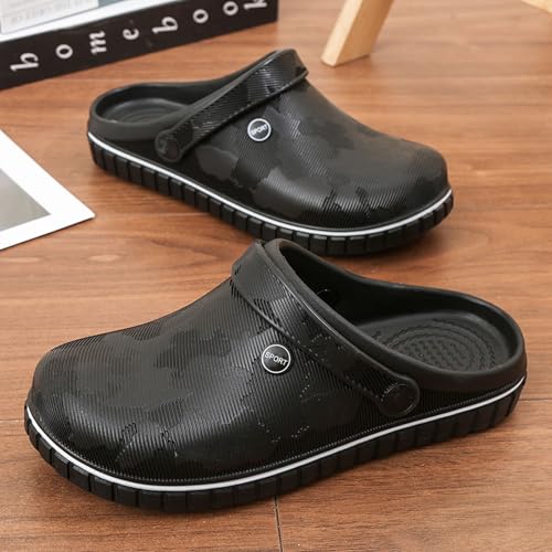 SECHRITE Mens Clogs Mules Slip on Garden Work Nurse Water Shoes for Men Waterproof Non Slip Closed Toe Clogs Sandals for Kitchen Office Beach Fishing Zuecos de Chef para Hombre Black 44 - Image 3