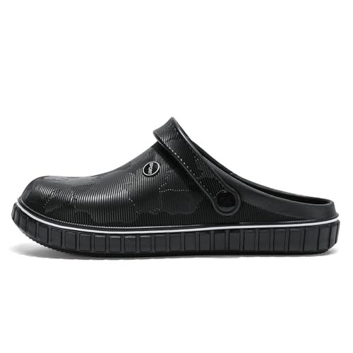 SECHRITE Mens Clogs Mules Slip on Garden Work Nurse Water Shoes for Men Waterproof Non Slip Closed Toe Clogs Sandals for Kitchen Office Beach Fishing Zuecos de Chef para Hombre Black 44 - Image 4