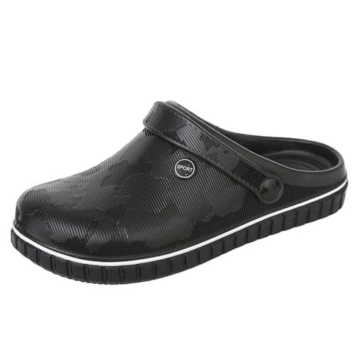 SECHRITE Mens Clogs Mules Slip on Garden Work Nurse Water Shoes for Men Waterproof Non Slip Closed Toe Clogs Sandals for Kitchen Office Beach Fishing Zuecos de Chef para Hombre Black 44 - Image 1