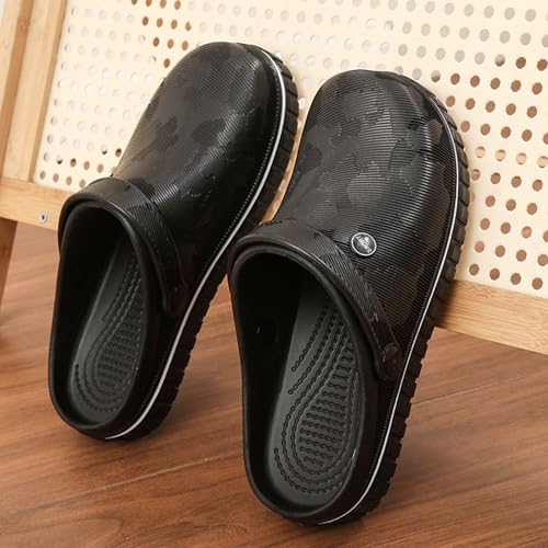 SECHRITE Mens Clogs Mules Slip on Garden Work Nurse Water Shoes for Men Waterproof Non Slip Closed Toe Clogs Sandals for Kitchen Office Beach Fishing Zuecos de Chef para Hombre Black 44 - Image 2