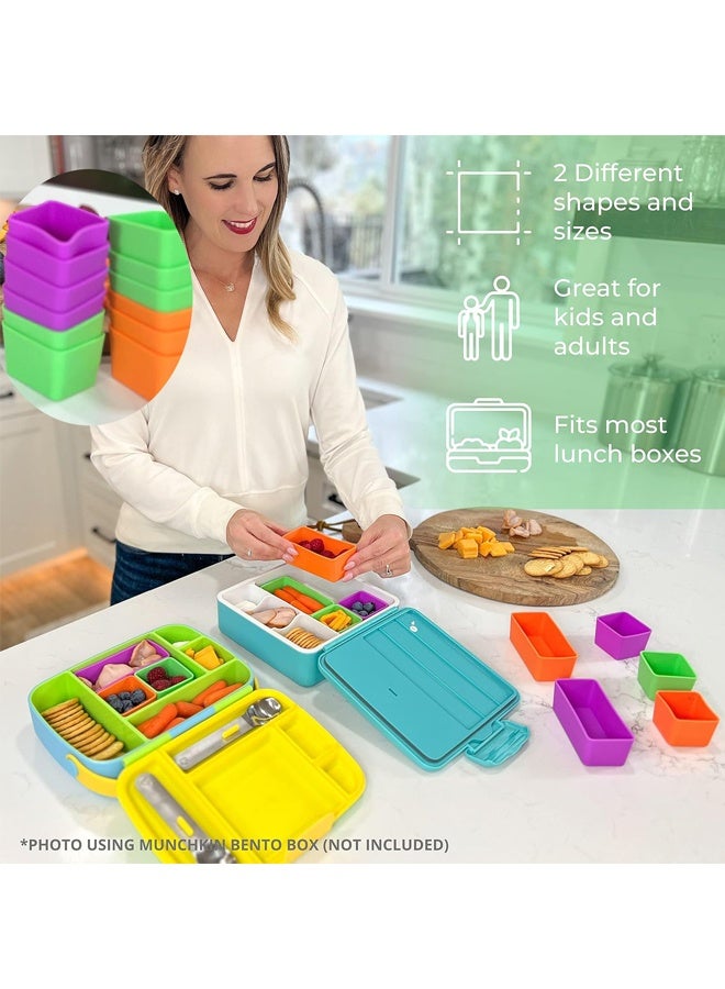 هومستر 6 قطع سيليكون بنتو صناديق الغداء مقسمات مجموعة، قابلة لإعادة الاستخدام سميكة بنتو حزمة غداء مقسمات الغداء Bentobox اكسسوارات، غسالة صحون آمنة - Image 2