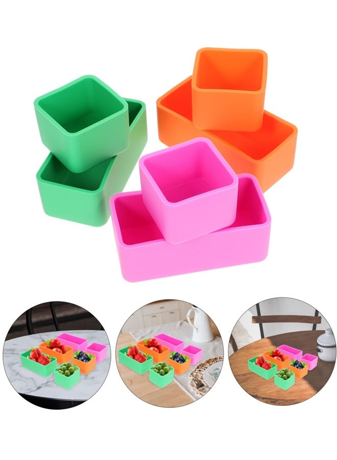 هومستر 6 قطع سيليكون بنتو صناديق الغداء مقسمات مجموعة، قابلة لإعادة الاستخدام سميكة بنتو حزمة غداء مقسمات الغداء Bentobox اكسسوارات، غسالة صحون آمنة - Image 3