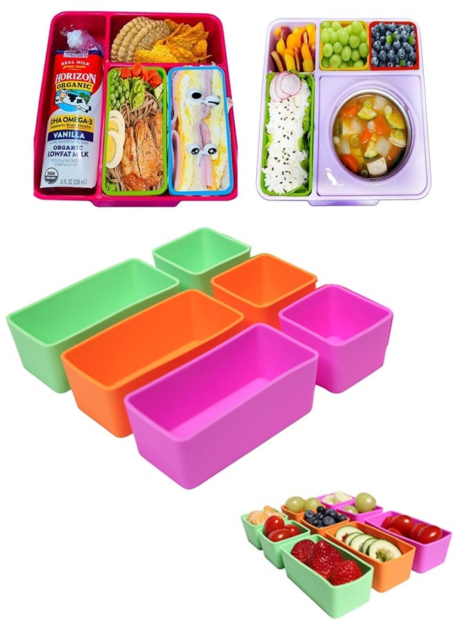 هومستر 6 قطع سيليكون بنتو صناديق الغداء مقسمات مجموعة، قابلة لإعادة الاستخدام سميكة بنتو حزمة غداء مقسمات الغداء Bentobox اكسسوارات، غسالة صحون آمنة - Image 1