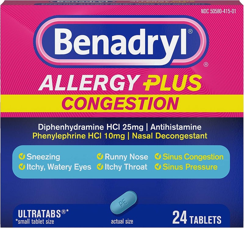 Benadryl بنادريل ليكوي جيلز دواء مضاد للهستامين للحساسية تخفيف البرد خالي من الأصباغ 24 حبة - Image 5