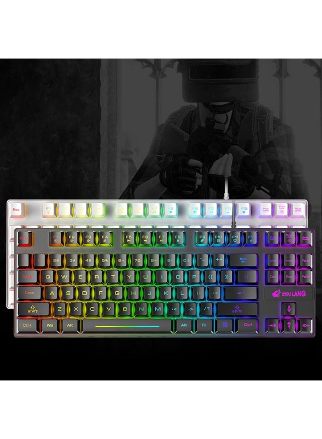 Portable Advanced Keyboard for Notebook Computer, 87 Keys K16 Keyboard Wired Waterproof Backlit RGB Color Mechanical Keyboard Computer Accessory for Notebook
