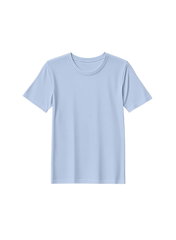 BYFT Threads Round Neck Plain T-Shirt - Sky Blue (XXL, Polycotton, Pantone 2127 C, Set of 01 Pcs) - Image 1