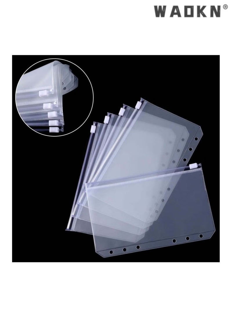 WAOKN 12PCS Binder Pockets A6 Size Transparent Storage Zipper Folder Suitable for 6-loop Binder Notebook Binder Pockets, Waterproof PVC Bags,Document Filing Bags Photo Storage Bag Cash Budget Envelopes  - Image 2