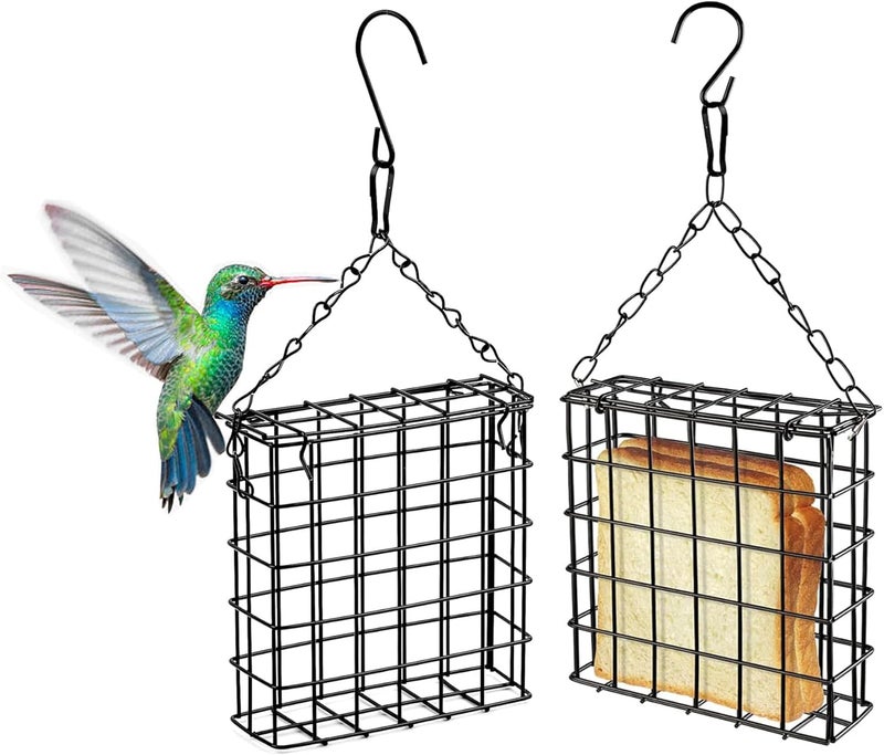 Mcage Two of Durable Outdoor Garden Yard Patio Suet Bird Parrot Easy Open Reusable Feeders Squirrel Proof for Outside Wild Bird Parrot Woodpecker Hummingbird Hanging Fruit Capacity Suet Cake Food - Image 1