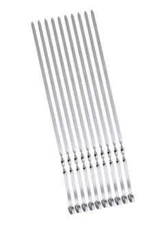 BJM 10PCS Barbecue Skewers Stainless Steel Wide Flat Metal Reusable Dishwasher Safe Grill Tools, Needles Kabob Sticks, Suitable for outdoor barbecues, family gatherings 