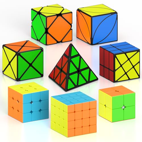 VDEALEN مجموعة مكعبات فيديالين السريعة حزمة مكعبات سحرية 2x2 3x3 4x4 هرم سكيوب آيفي دينو مكعب طواحين الهواء هدايا عيد الميلاد وحفلات عيد الميلاد للأطفال والمراهقين والبالغين - Image 1