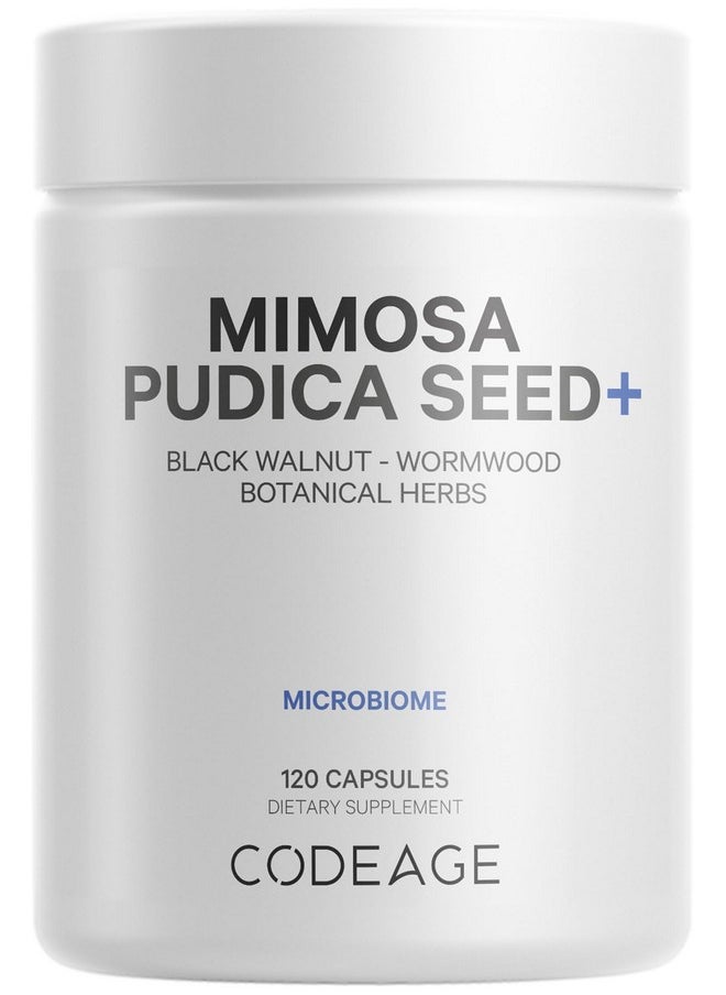 Codeage Codeage Organic Mimosa Pudica Seed Capsules - Mimosa Pudica Seeds Supplement - Black Walnut, Cloves, Vidanga, Neem, BioPerine - All in One - Sensitive Plant Pills - Non-GMO & Vegan - 120 Capsules  - Image 1