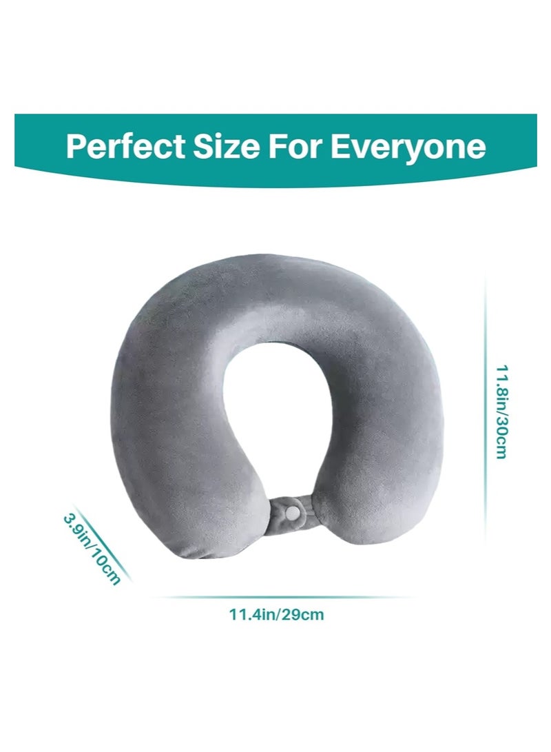 Aikenn Travel Pillow for Adults – Cozy Soft Microfiber Neck Pillow, Compact & Machine Washable, Ideal for Airplane, Car, Home Use, Sleeping & Rest, Grey - Image 2