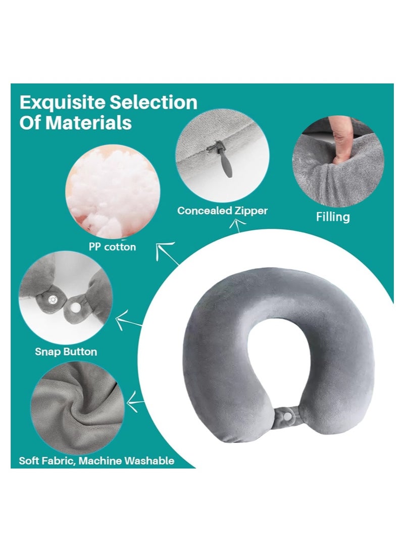 Aikenn Travel Pillow for Adults – Cozy Soft Microfiber Neck Pillow, Compact & Machine Washable, Ideal for Airplane, Car, Home Use, Sleeping & Rest, Grey - Image 3