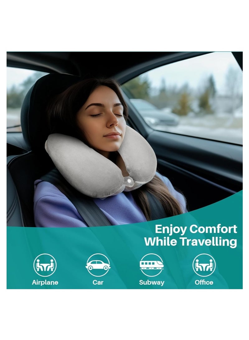 Aikenn Travel Pillow for Adults – Cozy Soft Microfiber Neck Pillow, Compact & Machine Washable, Ideal for Airplane, Car, Home Use, Sleeping & Rest, Grey - Image 5