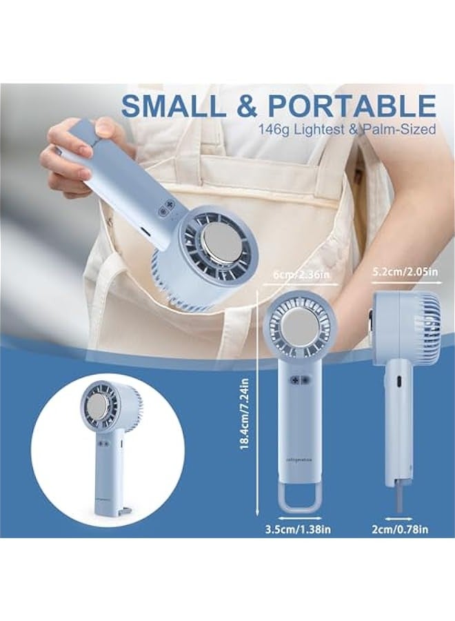 بيوينتي مروحة محمولة باليد من اكس كيموس، مروحة شخصية مع وضع التبريد، وسادة تبريد دائرية باردة سريعة التبريد، 3 سرعات، شحن USB، مروحة مكيف هواء صغيرة محمولة للسفر والمكتب في الهواء الطلق (أزرق) - Image 5