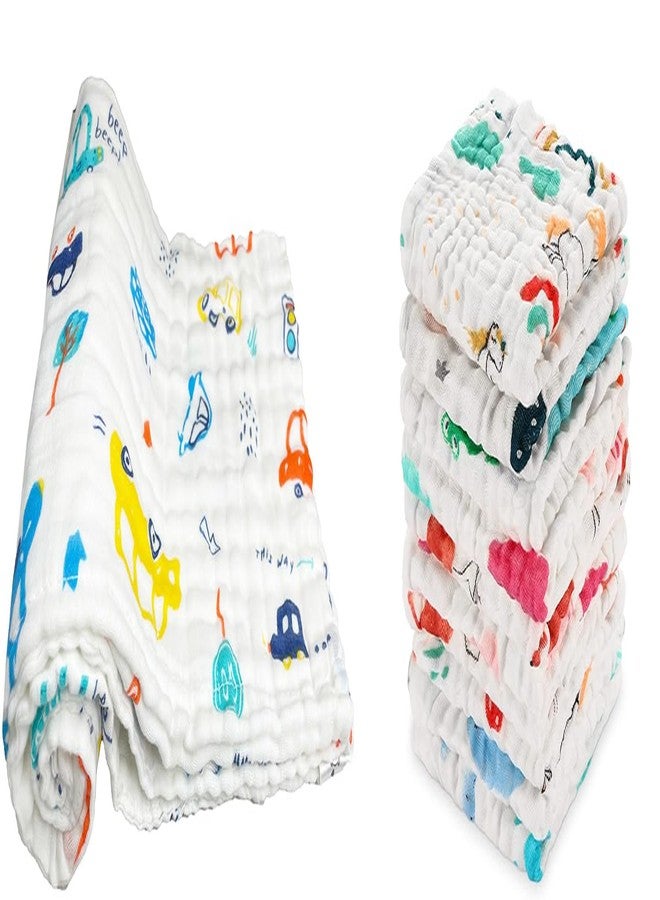 TERI BERI Muslin Cotton Face Towels, Burp Cloths and Bath Towels for Newborn Baby Extra Soft and Absorbent Muslin Combo Pack for Infants Toddlers Boys Girls (1 Towel + 5 Hanky) - Image 1