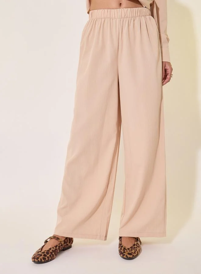 Take Two Solid Wrap Buttoned Top with Tie-Up and Pants Co-Ords