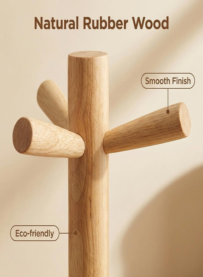 Elandy Wooden Mug Holder Tree with 6 Hooks Mug Stand Mug Rack Coffee Cup Holder Mug Hanger Tea Coffee Bar Organizer for Kitchen Counter and Display Dinnerware Storage - Image 4
