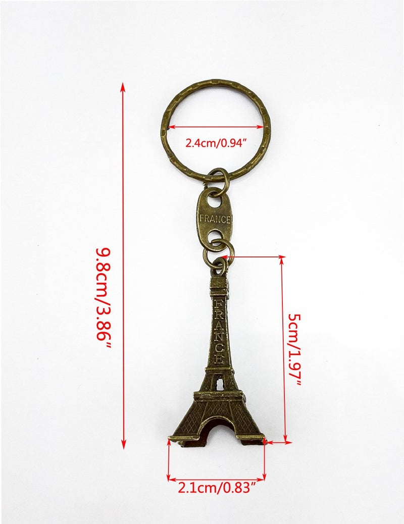 yueton Pack of 12 Cute Adornment Mini Eiffel Tower French Souvenir Paris Keychain Retro Key Holder Metal Split Key Ring (3 Different Color) - Image 5