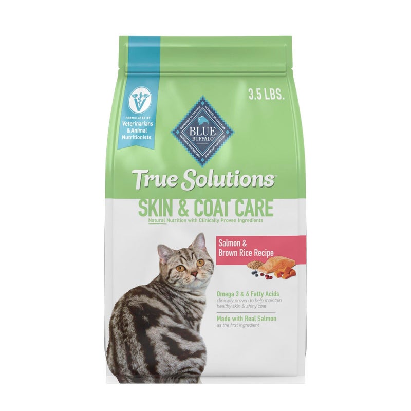 Blue Buffalo True Solutions Skin & Coat Care Natural Dry Cat Food for Adult Cats, Salmon, 3.5-lb. Bag - Image 1