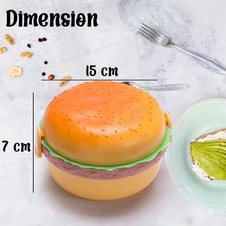 ASUVEK Burger Shaped Lunch Box 2 Layer for Kids School Tiffin Box for Boys GirlsLunch Box Leak Proof Plastic Lunch Box Lunch Box with 2 Spoons for Adults and Kids Round - Image 2