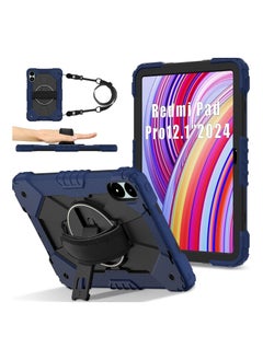 جنرال حقيبة متوافقة مع جهاز Xiaomi Redmi Pad Pro مقاس 12.1 بوصة، غطاء متعدد الوظائف مع دوران 360 درجة، حامل مقبض، غطاء واقي كامل ومضاد للصدمات مزود بحزام كتف.  - Image 1