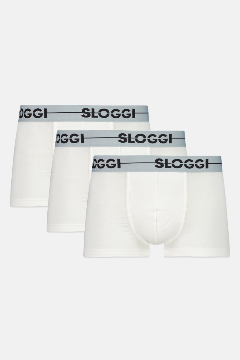 sloggi سراويل داخلية هيبستر للرجال 3 قطع بشعار العلامة التجارية، أبيض فاتح - Image 1