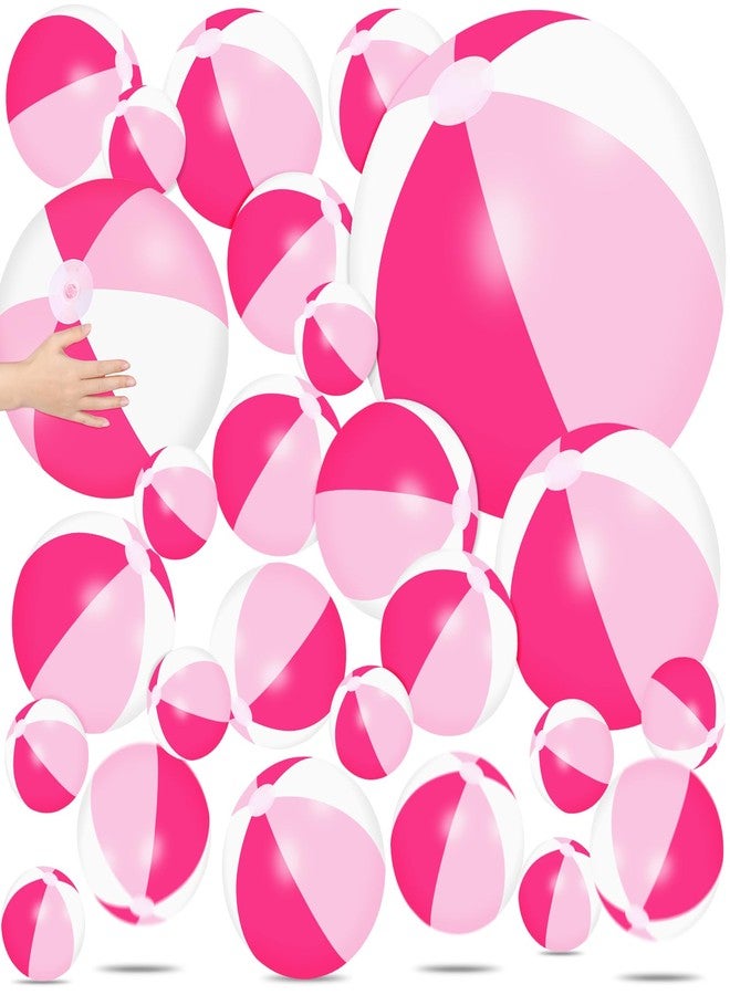 Realspring 36 Pack Beach Balls Bulk Multiple Sizes 6" 12" 16" 24" 40" PVC Summer Swimming Pool Ball Inflatable Pool Favors for Water Adults Outdoor Hawaii Party Decor (Deep Pink, Light Pink, White) - Image 1