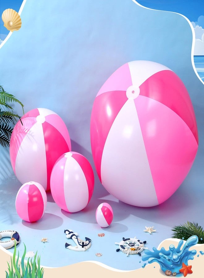 Realspring 36 Pack Beach Balls Bulk Multiple Sizes 6" 12" 16" 24" 40" PVC Summer Swimming Pool Ball Inflatable Pool Favors for Water Adults Outdoor Hawaii Party Decor (Deep Pink, Light Pink, White) - Image 4