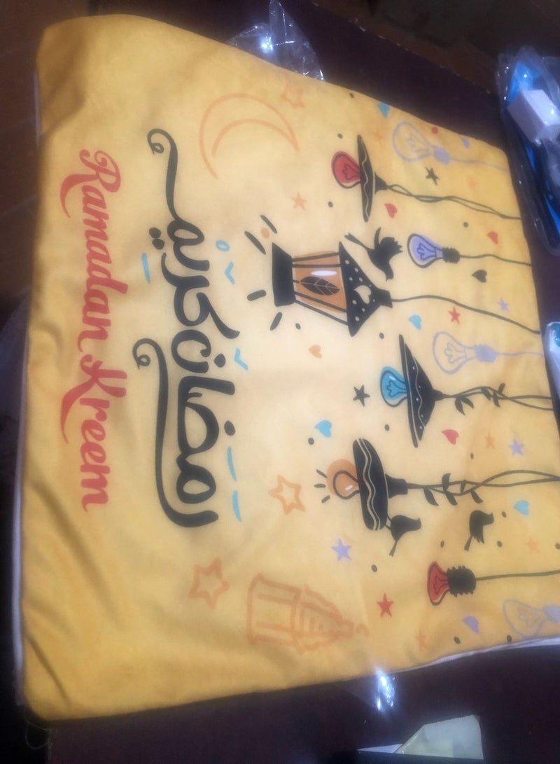 2 كوشن كوفر مخدات رمضان 2 لون برتقالي واصفر  - Image 2