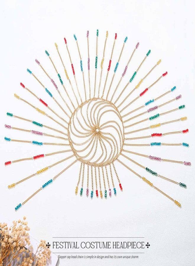يان قبعة شعر مزينة بشرابة مرصعة بأحجار الراين الذهبية، قطعة زينة شعر بوهيمية، إكسسوارات شعر للمهرجانات للنساء والفتيات - Image 5