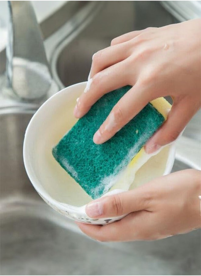 Kingston - Sponge with Scouring Pad Pack of 3 pieces -Yellow and Green - Image 1