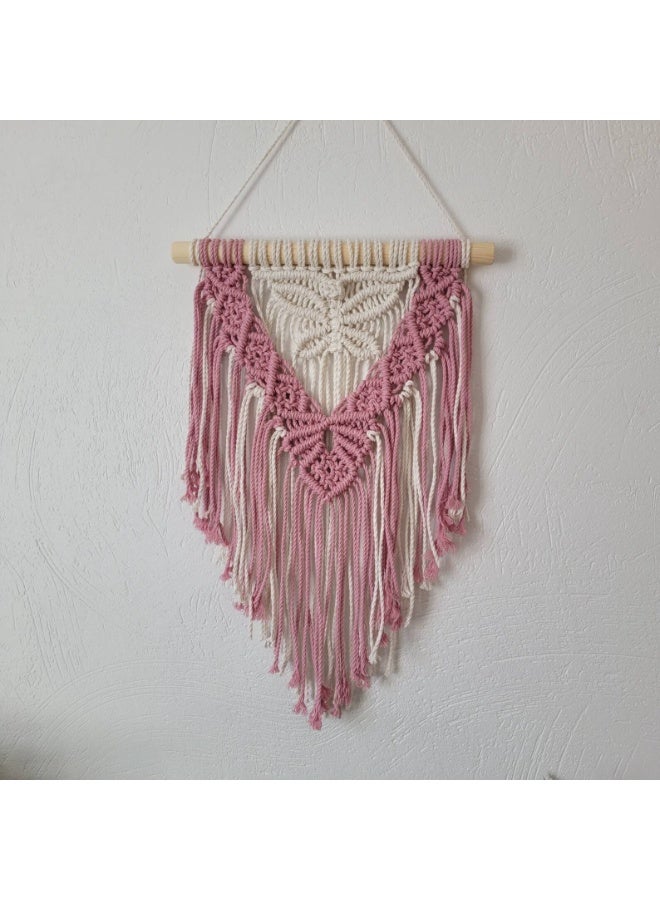 Antikiano A handmade macrame piece made of cotton threads. It has a simple and beautiful design that adds a special decorative touch to any room. Perfect for hanging on the wall in bedrooms or living rooms, and makes a lovely gift for handmade item lovers. - Image 1