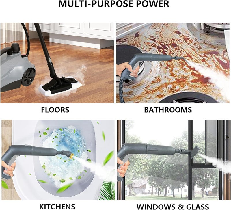 Sharpdo 2026 New Upgraded Steam Cleaner, Multi-Purpose Mop, Electric Household Steamer Chemical-Free Pressurized Cleaning for Most Floors, Counters,Windows, Autos, and More (2000W,2L,18Accessories-grey blue) - Image 2
