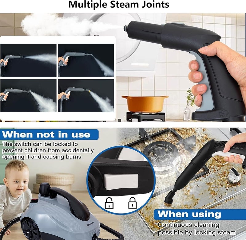 Sharpdo 2026 New Upgraded Steam Cleaner, Multi-Purpose Mop, Electric Household Steamer Chemical-Free Pressurized Cleaning for Most Floors, Counters,Windows, Autos, and More (2000W,2L,18Accessories-grey blue) - Image 4